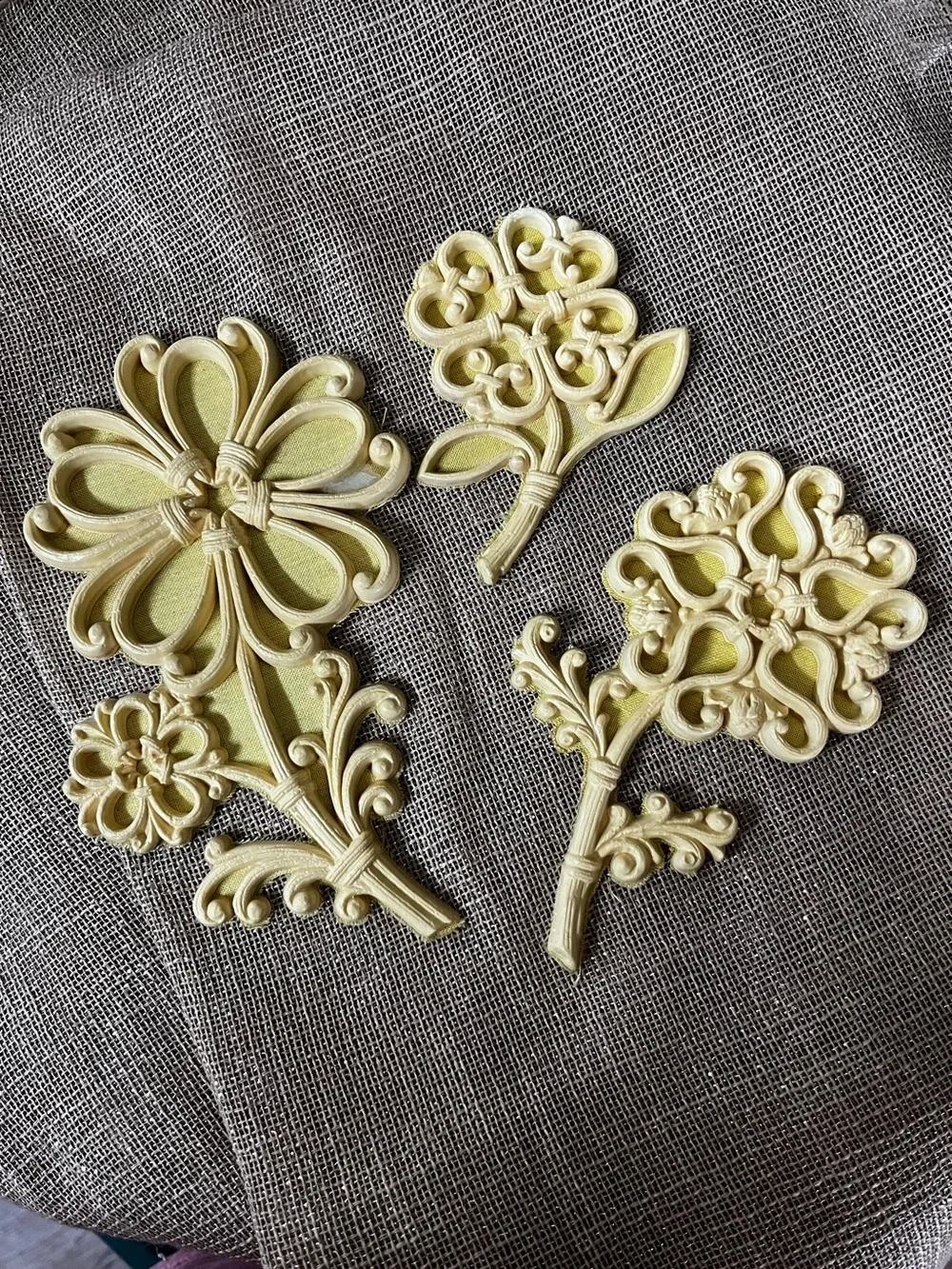 Ornate Floral Wall Decals in Pale Yellow - Decorative Home Wall Art